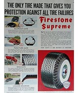 Firstone Supreme Tires, 50&#39;s Print Ad. full page Color Illustration (blo... - £10.21 GBP
