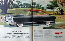 1953 Nash Country Club Car, 50&#39;s Print Ad. 2 page centerfold Color Illus... - £14.03 GBP