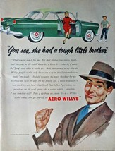 1953 Aero Willys Car, 50&#39;s Print Ad. Full Page Color Illustration 10 1/4... - £14.03 GBP