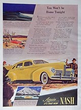 1939 Nash Car, 30&#39;s Print ad. Color Illustration (beautiful yellow car) ... - $17.89