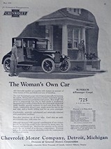 1924 Chevrolet, 20's Print Ad. B&W Illustration (the woman's own car) Origina... - $17.89