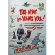 Welch&#39;s Grape Juice, Print Ad. 40&#39;s Full Page Color Illustration 8 1/4&quot; x 11 ... - £14.18 GBP