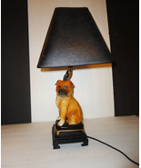 PUG Lamp Shar-Pei  black Retro shade Dog desk accessory Vintage ceramic animal g - $135.00