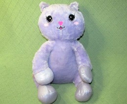 15&quot; Your Zone Purple Cat Huggable Plush Stuffed Animal Glitter Paws Kitten Toy - £8.47 GBP