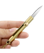 Brass Keychain Pocket Knife EDC Tool Retractable Stainless Steel Blade - £7.39 GBP