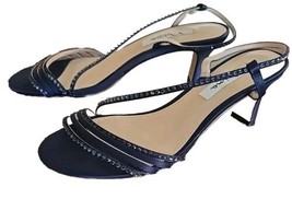 Nina New York ~ Size 8 ~ Sling-back ~ 2.25&quot; Sandals ~ Blue Strappy w/Rhi... - $28.05