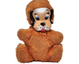 8&quot; VINTAGE RUBBER FACE BROWN PUPPY DOG STUFFED ANIMAL PLUSH TOY NO MUSIC - $122.55