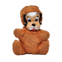 8&quot; Vintage Rubber Face Brown Puppy Dog Stuffed Animal Plush Toy No Music - £96.43 GBP