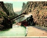 Vtg Postcard 1908 Phostint - Royal Gorge Colorado Hanging Bridge &amp; Train - £5.51 GBP