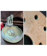 Lady At The Lake Bowl Turtle Flower Frog Van Briggle Art Nouveau Blue Green - $946.45 CAD