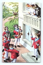 Postcard Alfred Mainzer Anthropomorphic Cats 4731 Bride Groom Jazz Band Wedding - £8.20 GBP