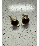 Vintage Gold Tone Black Men&#39;s Cufflinks Jewelry XU-36 - $9.89