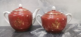 Rare Gardner Verbilki Dmitrov Porcelain TeaPot and Sugar Bowl 40&#39;s - £58.33 GBP