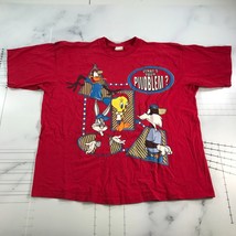 Vintage Looney Tunes T Shirt Donna 24 Rosso What&#39;s Tuo Pwoblem Bugs Bunny 1992 - $18.48