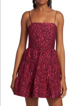 Alice + Olivia Womens Jamial Jacqard Smocked Mini Dress PinkBlack Floral 14 NWOT - £44.83 GBP