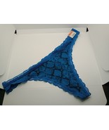 Women&#39;s Jenni Intimate Thong Underwear Teal And Black Snake Pattern Size... - $7.13