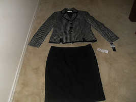 Le Suit St Tropez New Black/White Contrast Trim 2PC Skirt Suit  10  $200 - £38.82 GBP