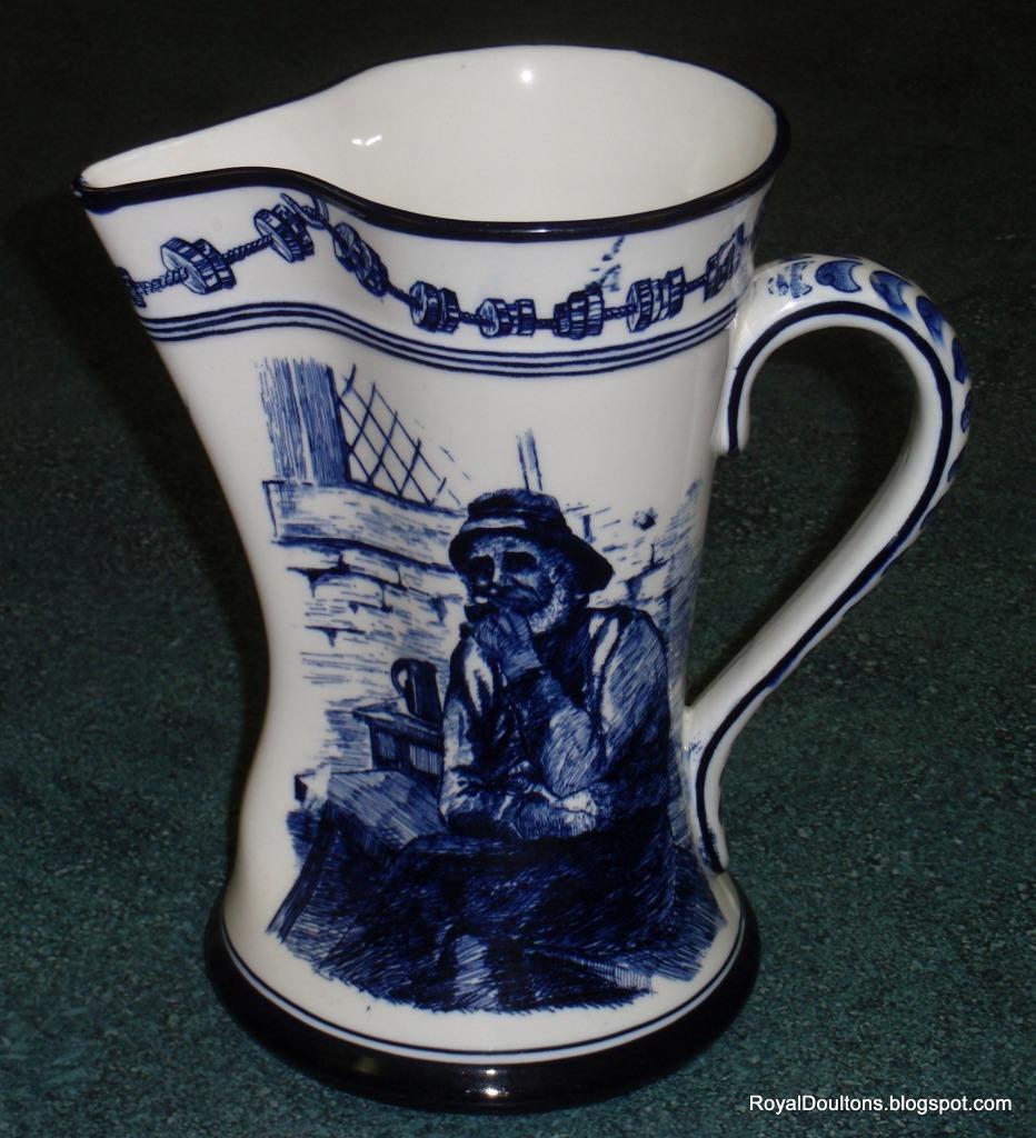 Antique Royal Doulton Flow Blue Morrisian Pitcher Old Salt By Walter Nunn D1979 - $363.74