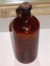 Amber Brown Glass Bottle MILS 500 Vintage Apothecary Rx broken cork stop... - £46.90 GBP