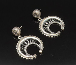 CAROLYN POLLACK 925 Silver - Vintage Openwork Floral Dangle Earrings - E... - £64.35 GBP