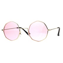 Round Octagon Shape Sunglasses Vintage Thin Metal Fashion Color Lens UV 400 - £7.86 GBP
