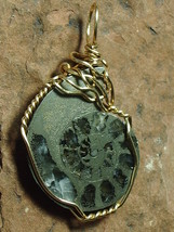 Pyrite Ammonite Pendant Wire Wrapped 14/20 Gold Filled by Jemel - £46.35 GBP