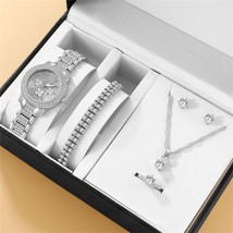 6PCS Set Luxury Watch Women silver - $11.99