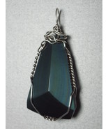 .925 SS Wire Wrapped Rainbow Obsidian Pendant by Jemel - £60.75 GBP