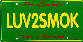 Luv2Smok Love to Smoke Humorous License Plate - £10.23 GBP