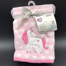 Parent&#39;s Choice Baby Blanket Unicorn Hearts Walmart Pink Single Layer - £39.86 GBP