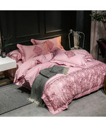 4pc. Luxury Egyptian Cotton Dark Pink Embroidered Queen King Duvet Cover... - £42.64 GBP+