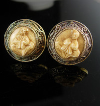Chinese Export Cufflinks Vintage Religious Spiritual Buddhism Good luck silver j - $245.00