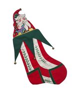 Vintage House Of Hatten Christmas Stocking Jester Santa 24&quot; Elf Jingle B... - €32,00 EUR