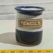 Pottery Handmade Pencil Jar Folk Art Pottery Signed - $44.54