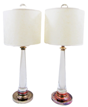 Pair of Robert Abbey Lucidity Silver and Crystal Table Lamps with Shades... - €280,25 EUR