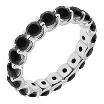 1 Carat Black Diamond Engagement Wedding U Shape Full Eternity Ring White Gold - £345.92 GBP