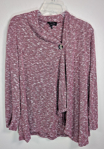 AB Studio Long Sleeve Red Burgundy/White One Button Cardigan L - £10.14 GBP