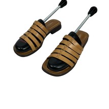 NcClub Survivor S-Strap Tan &amp; Black Leather Slip-On Sandals Womens Size 8M - $24.15