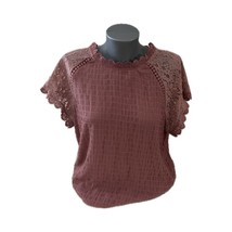 PERCH by Blu Pepper Lace Pullover Top Mauve Pink Plus Size 1XL Keyhole Back - £13.40 GBP