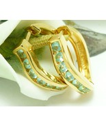 Technibond Simulated Apatite Hoop Gold Earrings 3/4 inch Length - €42,26 EUR