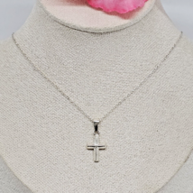 925 Sterling Silver - Small Cross Pendant Chain Necklace 15&quot; - $19.95