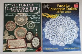 Lot Of 2 Lace Crochet Doilies Vintage Pattern Books Rita Weiss Pinapple Stitch - £17.25 GBP