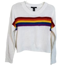 Forever 21 Rainbow Cream Sweater Cream Stripes Small Oversize Crop Size Small - £18.78 GBP