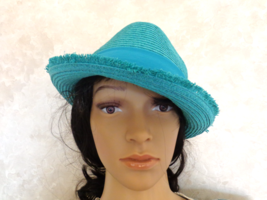 LADIE’S TURQUOISE STRAW HAT by MOSSIMO (#1775).  - $24.99