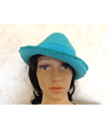 LADIE’S TURQUOISE STRAW HAT by MOSSIMO (#1775).  - £19.65 GBP
