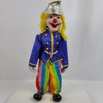 Vintage 1990 Clown Figurine on Stand 16 Inch Blue Yellow Jacket Taiwan P... - $26.18