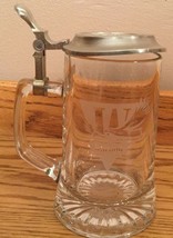 WINSTON Promotional Vintage Glass Lidded Mug / Stein Etched Eagle Front ... - $7.84