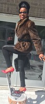 Classy Elegant Designer Crop brown Mink Fur coat jacket bolero Stroller ... - £633.08 GBP