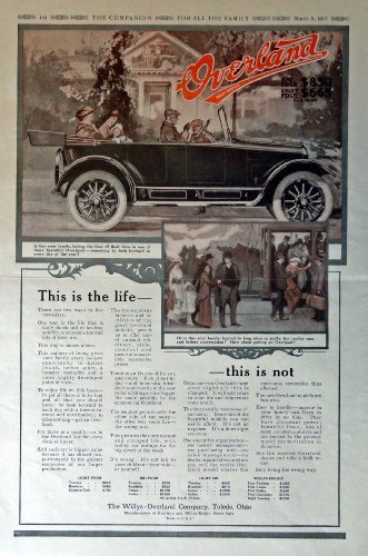 Willys Overland Automobile, 1917 Full Page Color Illustrations,painting,[over... - £14.06 GBP