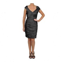 Cache Ruched Taffeta Sheath Dress Petite Sz 8P Black - $54.05